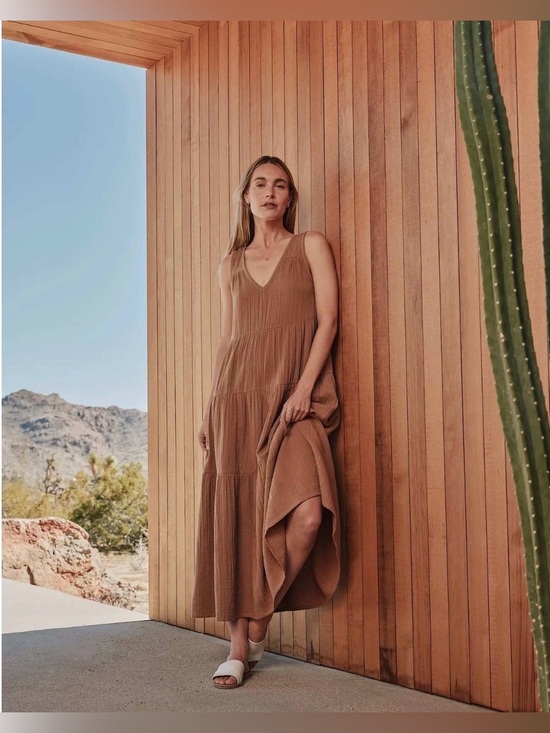 Quince Dresses & Skirts - Quince 100% Organic Cotton Gauze Tiered Maxi Dress Sz medium